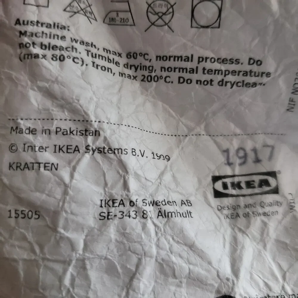 IKEA KRATTEN Full Queen Duvet Cover Set 2 Pillowcases 100% Cotton Floral Navy
